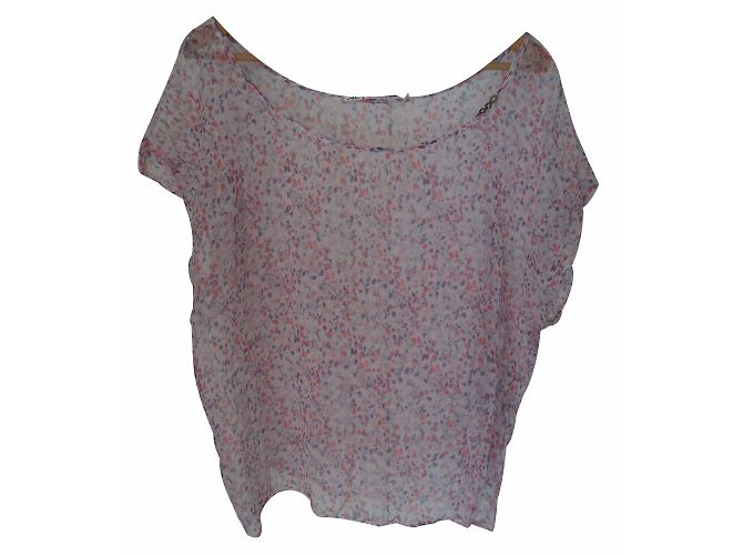 Autre Marque Seidencrepe Bluse mit Blumenmuster Rosa Mehrfarben