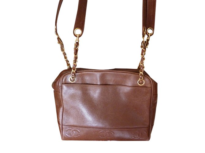 Chanel Handbags Brown Leather  ref.16346