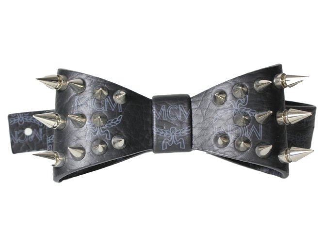 MCM Necklaces Black Leather  ref.16347