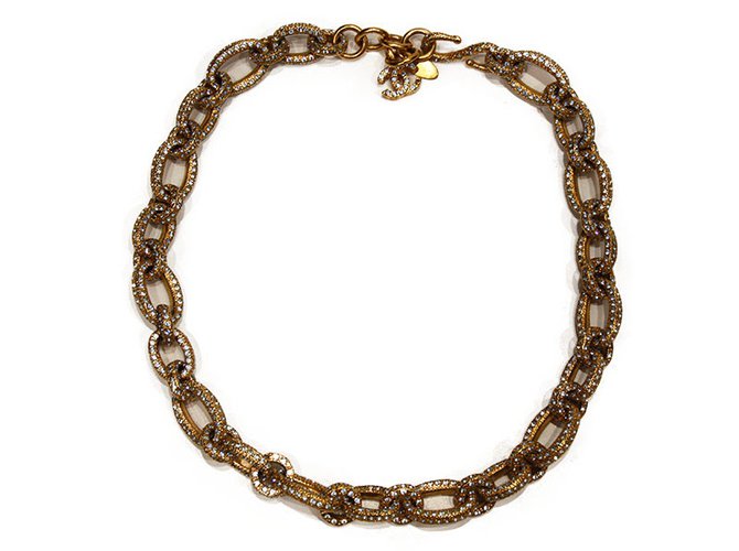 Collier chanel gros maillon Plaqué or Doré  ref.16375