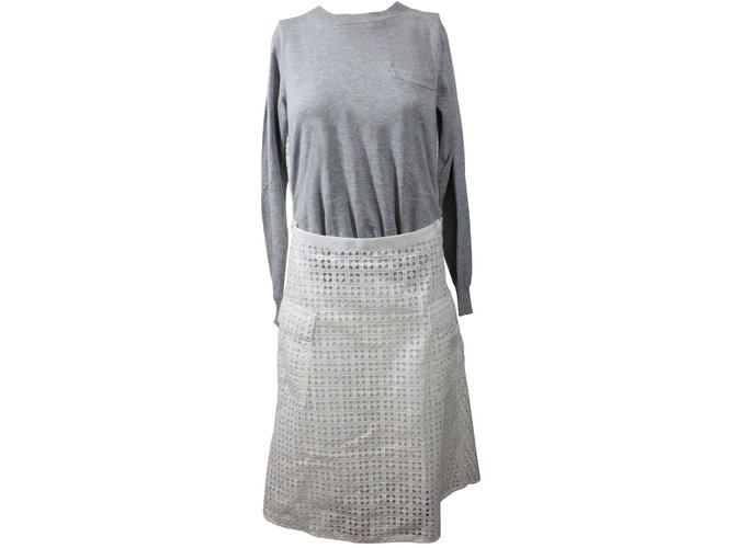 Sacai Luck Dress White Grey Cotton ref.16541 - Joli Closet