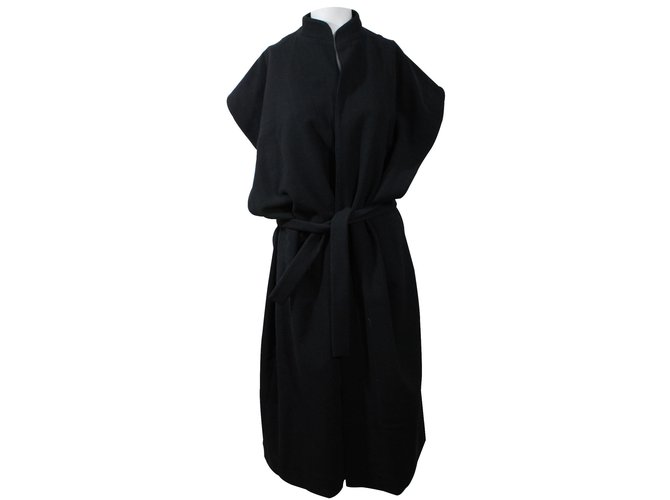 Joseph long sleeveless coat Black Cotton Wool  ref.16553