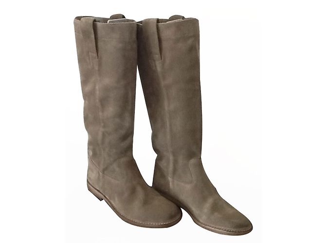 Autre Marque Khaki Deerskin Boots Size 38