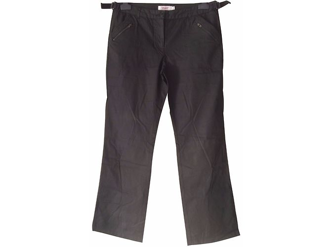 Pantalón recto de algodón recubierto negro Comptoir Des Cotonniers
