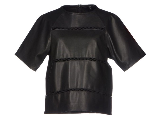 Tibi leather top, Size US4 Black  ref.16769