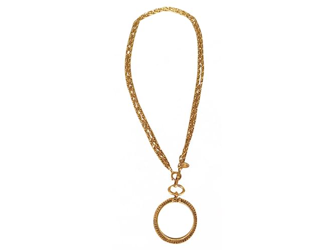Collar de lupa de Chanel Dorado Chapado en oro  ref.16831