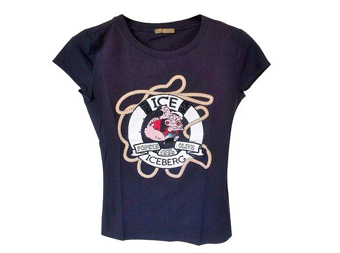 Camiseta Iceberg Azul Marino de Algodón