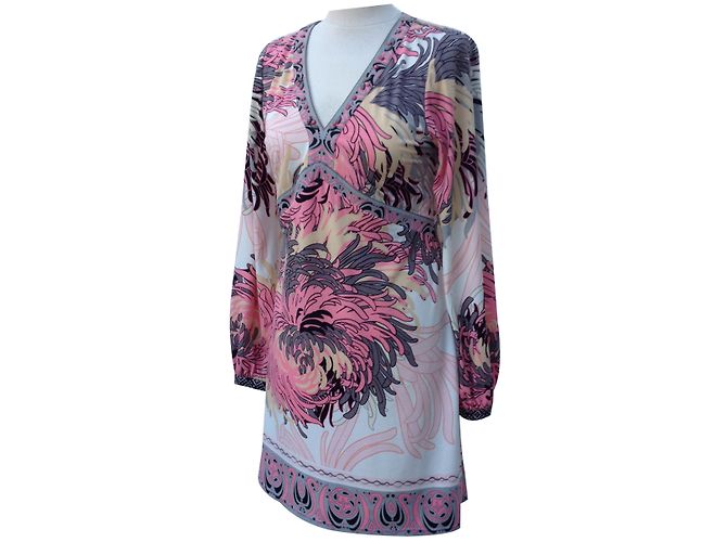 Vestido curto Hale Bob estampado com decote em V e pérolas Multicor