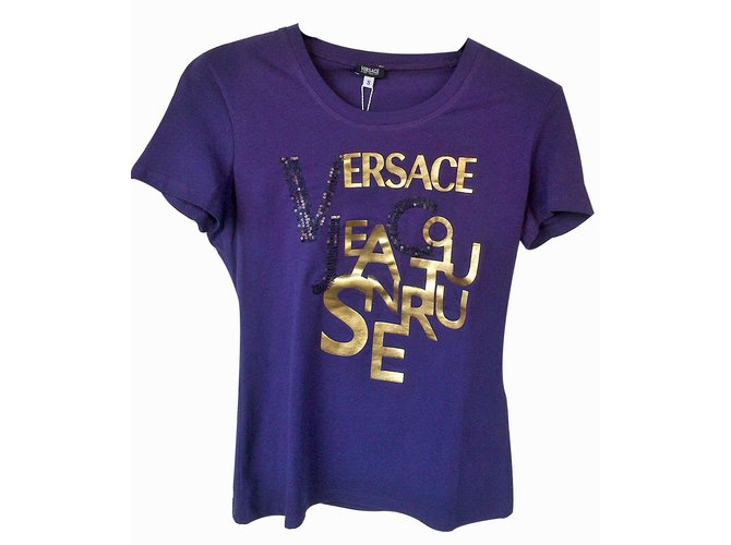 Versace Jeans Couture T-Shirt Lila Baumwolle  ref.17143