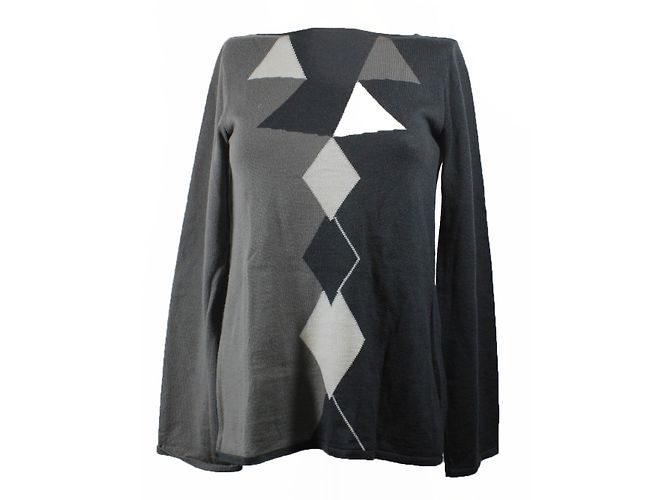 Emporio Armani Wollpullover Grau mit Geometrischem Muster