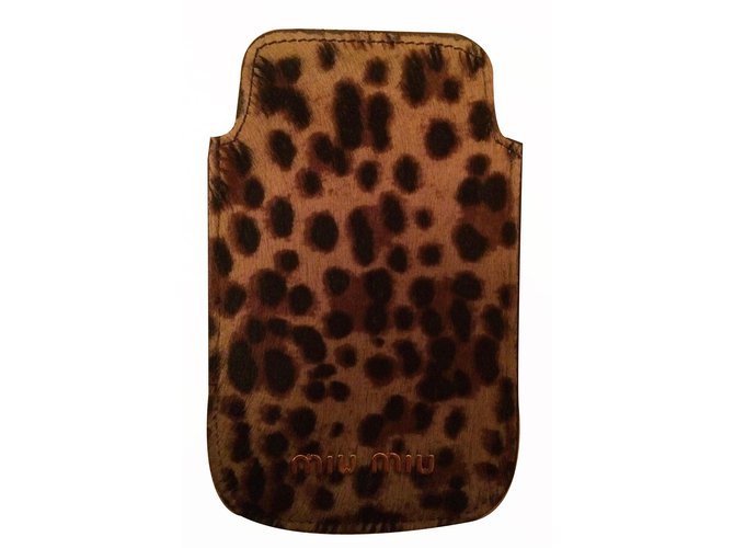 Miu Miu Iphone 4/4S Case Leopard print Leather  ref.17361