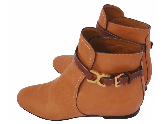 Chloé Chloe leather ankle boots Orange  ref.17487