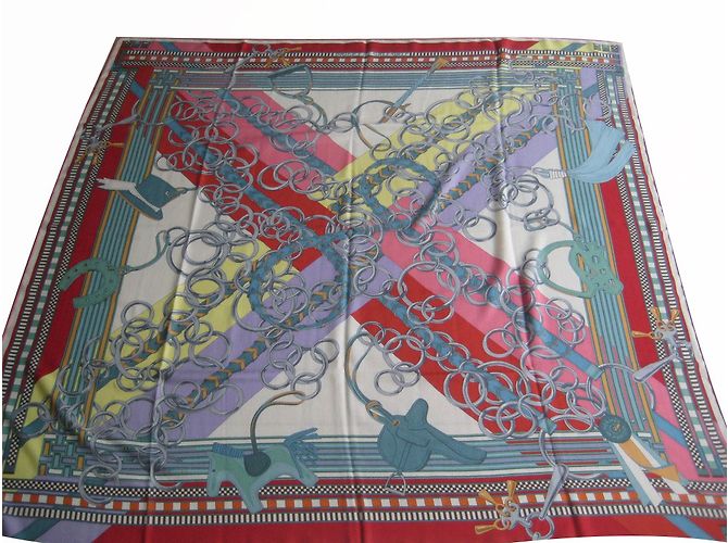 Carré Hermès «Brides Et Gris Gris» Par V.Jamin - 100% Soie 90cm - Neuf Sans étiquettes - Foulard Luxe