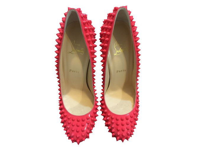 Christian Louboutin Fifi Hot Pink Patent Leather Spike Heels Cuir vernis Rose  ref.17636
