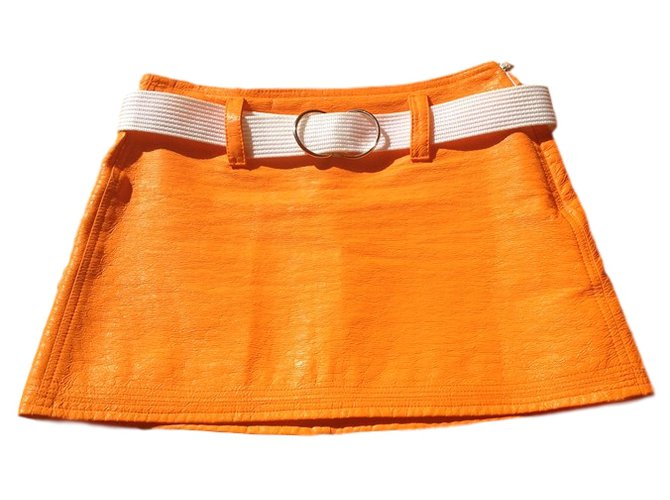 Mini jupe courreges paris vintage Coton Orange  ref.17638