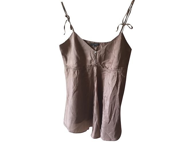 Top in seta Tara Jarmon marrone chiaro taglia 40