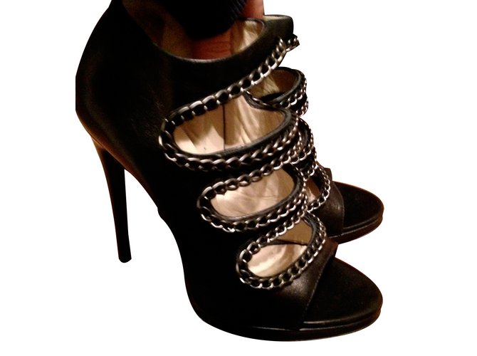 Sandals Versus de Versace Black Leather  ref.17730