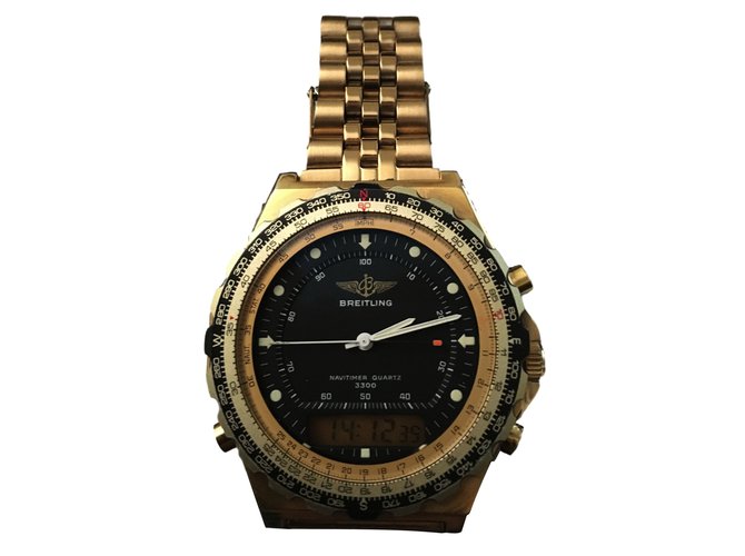 Breitling Navitimer Quartz OR jupiter pluton 3300 homme vintage Golden Yellow gold  ref.17746