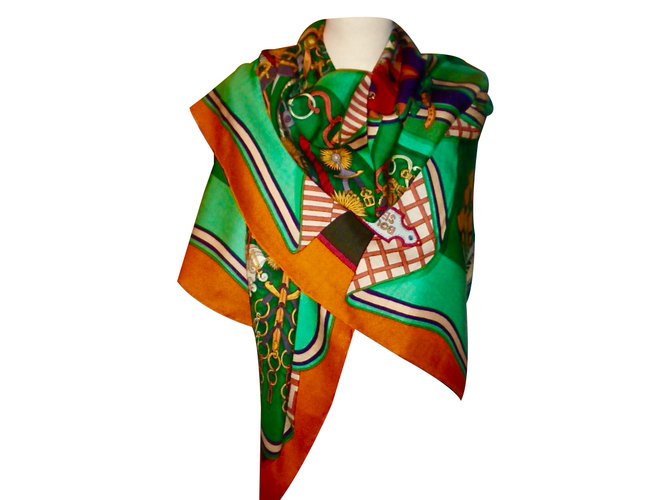 Hermès Sciarpe di seta Multicolore Cachemire  ref.17823