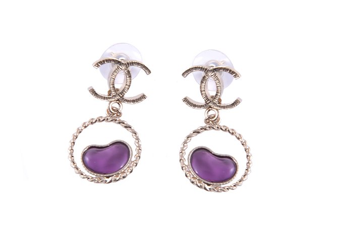 Chanel Drop and dangle purple hearts Metal  ref.17902