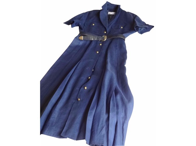 Georges Rech Dresses Blue Linen  ref.17947