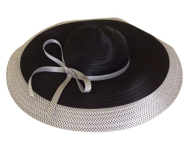 Autre Marque Eleganter schwarz-weißer Hut mit breiter Krempe Blau  ref.18015