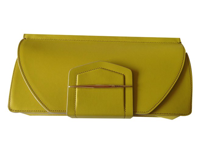 Nina Ricci Clutch bags Yellow Leather  ref.18039