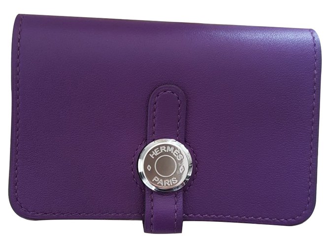 Hermès Purses, wallets, cases Purple Leather  ref.18246