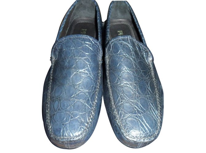 Prada navy shoes new with box Exotic leather ref.18299 - Joli Closet