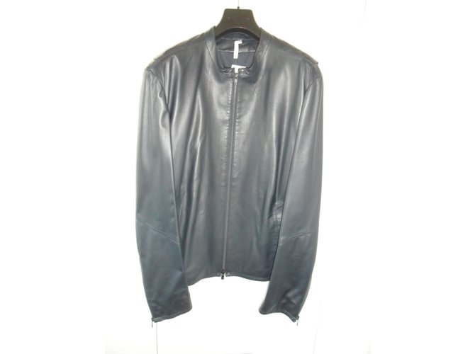 Costume national capsule collection nwt leather jacket Blue Lambskin  ref.18358