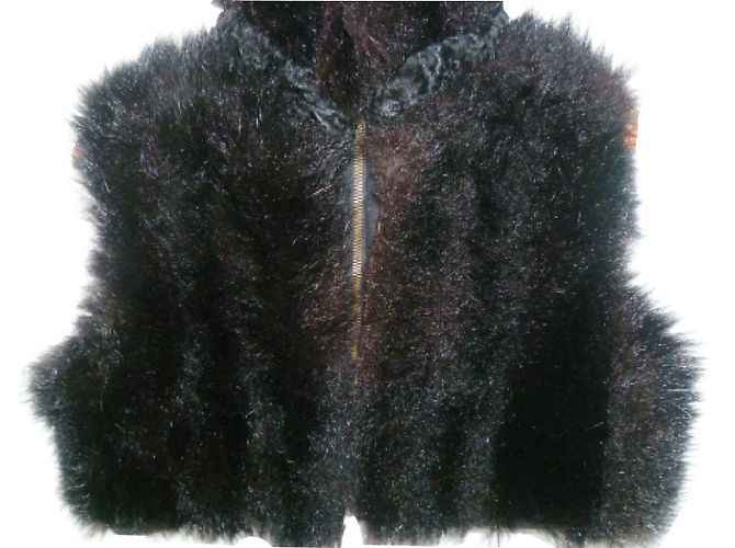 Autre Marque Echtpelz Bolero Jacke schwarz
