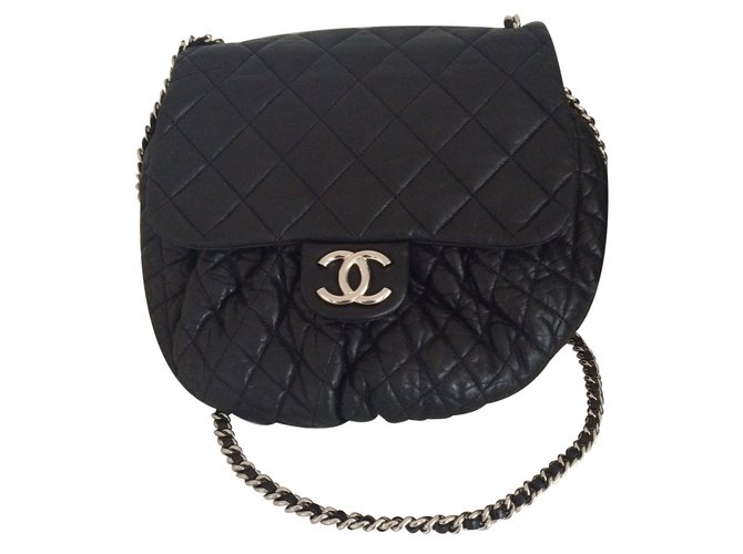 Chanel 3 bolsa de caminos Negro Cuero  ref.18569