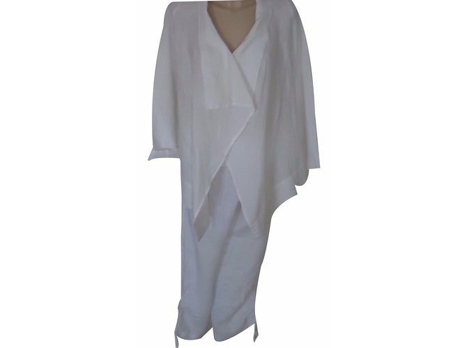 La Fée Maraboutée Pants, leggings White Linen  ref.18577