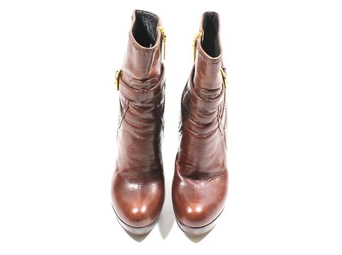 Prada Stiefeletten aus braunem Leder mit hohem Absatz
