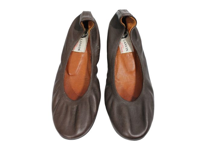 Lanvin Sapatilhas de couro marrom Tamanho 35
