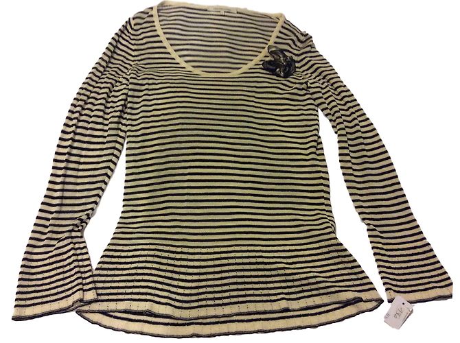 Malha Gerard Darel de viscose com riscas azul marinho