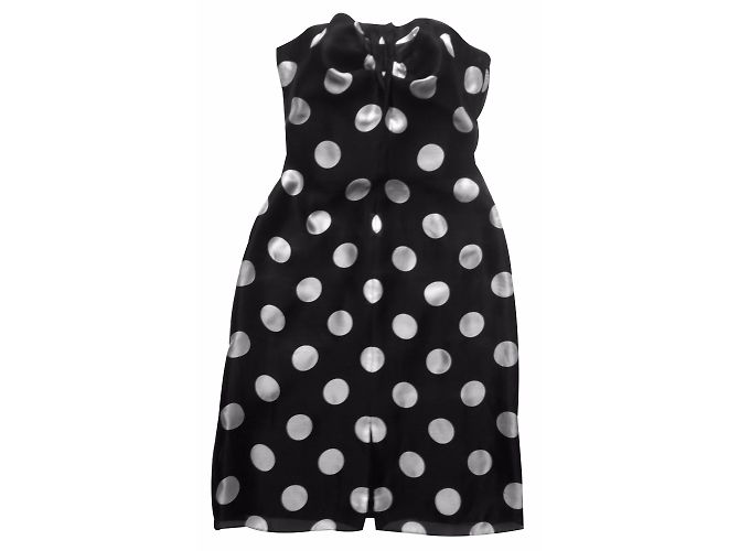 Abito bustier Giorgio Armani in seta nera a pois bianchi Multicolore