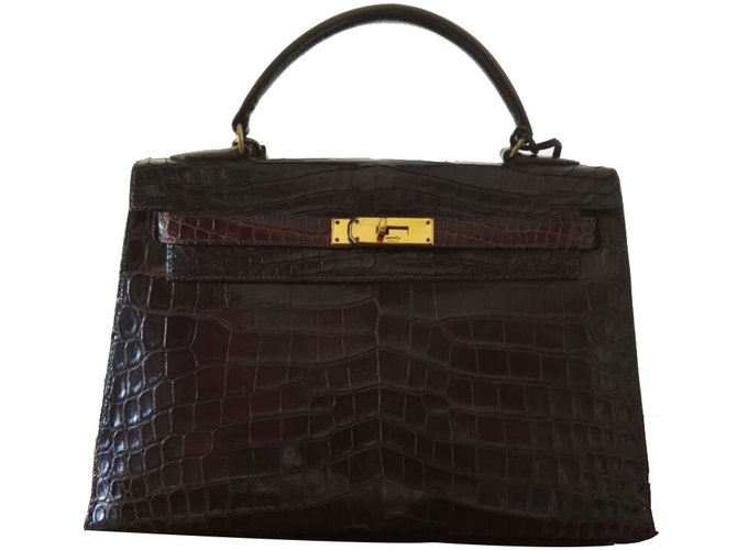 Kelly Hermès Handbags Brown Exotic leather  ref.19047