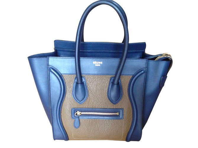 Céline Bolsas Azul Couro  ref.19103