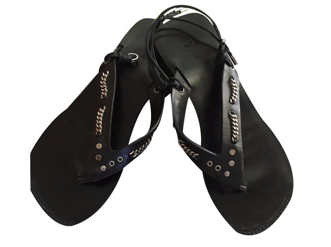 Christian Dior Sandals Black Leather  ref.19163