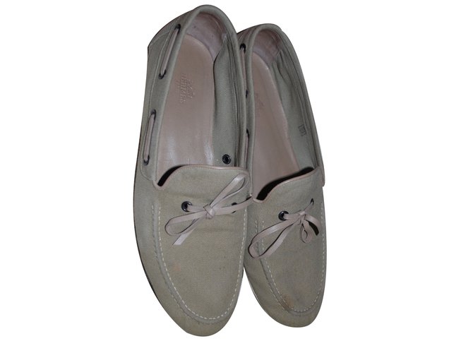 Hermès Loafers Slip ons Sand Cloth  ref.19239