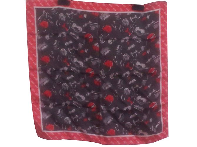 Sciarpa in seta Guess Grigia e Rossa Multicolore