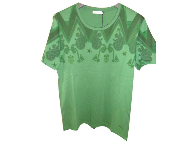 Versace collection men's casual t-shirt green print nwt Cotton  ref.19298