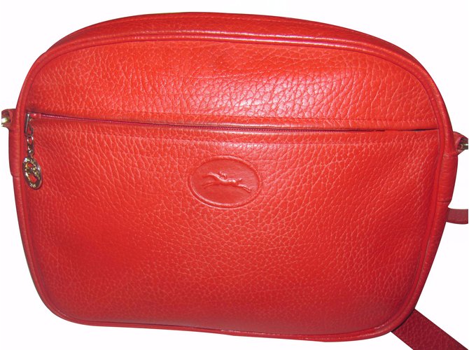 longchamp red leather bag