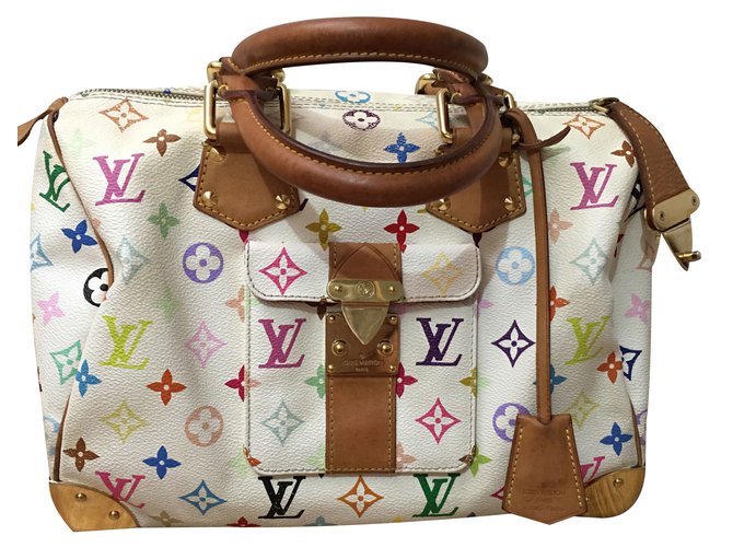 Louis vuitton multicolor speedy white Leather  ref.19705