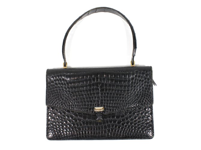 Vintage Handbags Black Exotic leather  ref.19723