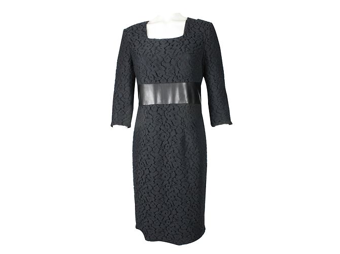 Vestido preto de algodão e renda Apostrophe
