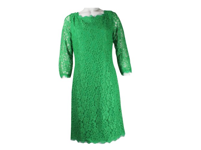 Diane Von Furstenberg Dress Green Rayon  ref.19738