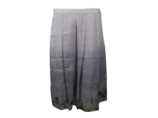 Falda plisada Agnès b. de lino gris