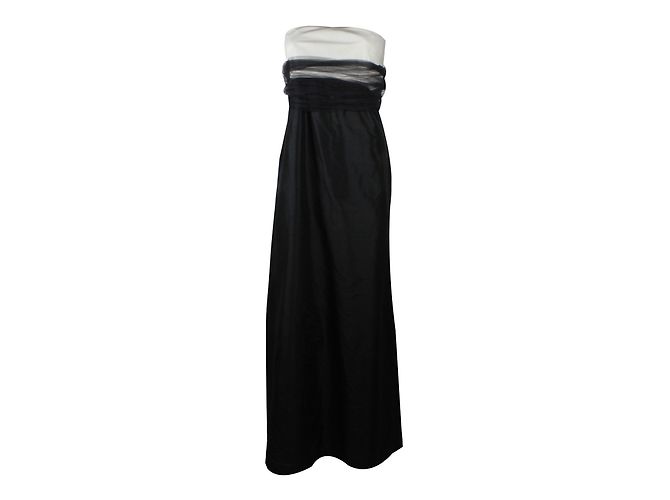 Autre Marque Vestido palabra de honor Annexe de seda blanco y negro